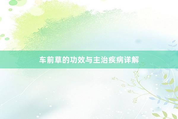 车前草的功效与主治疾病详解